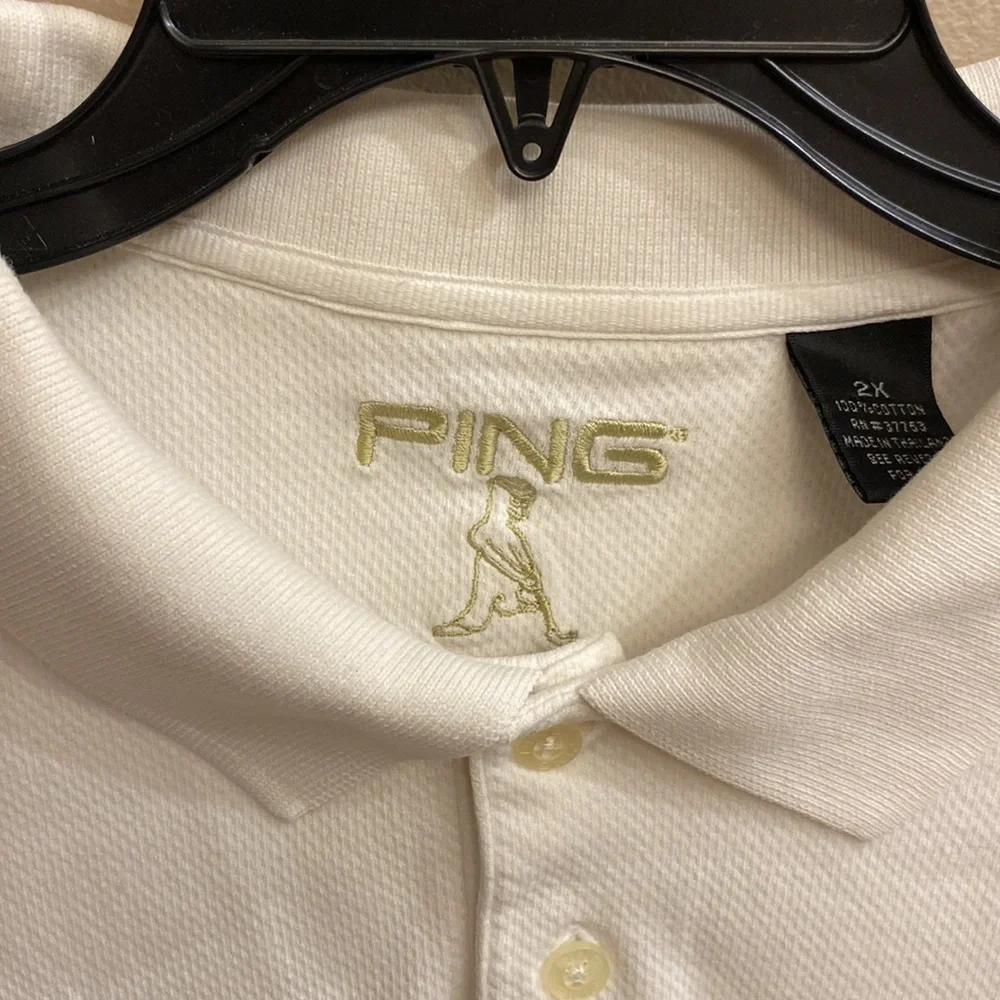 PING Big & Tall 4 button white s/s cotton men’s polo shirt vintage 2X 🌞 - Picture 4 of 13